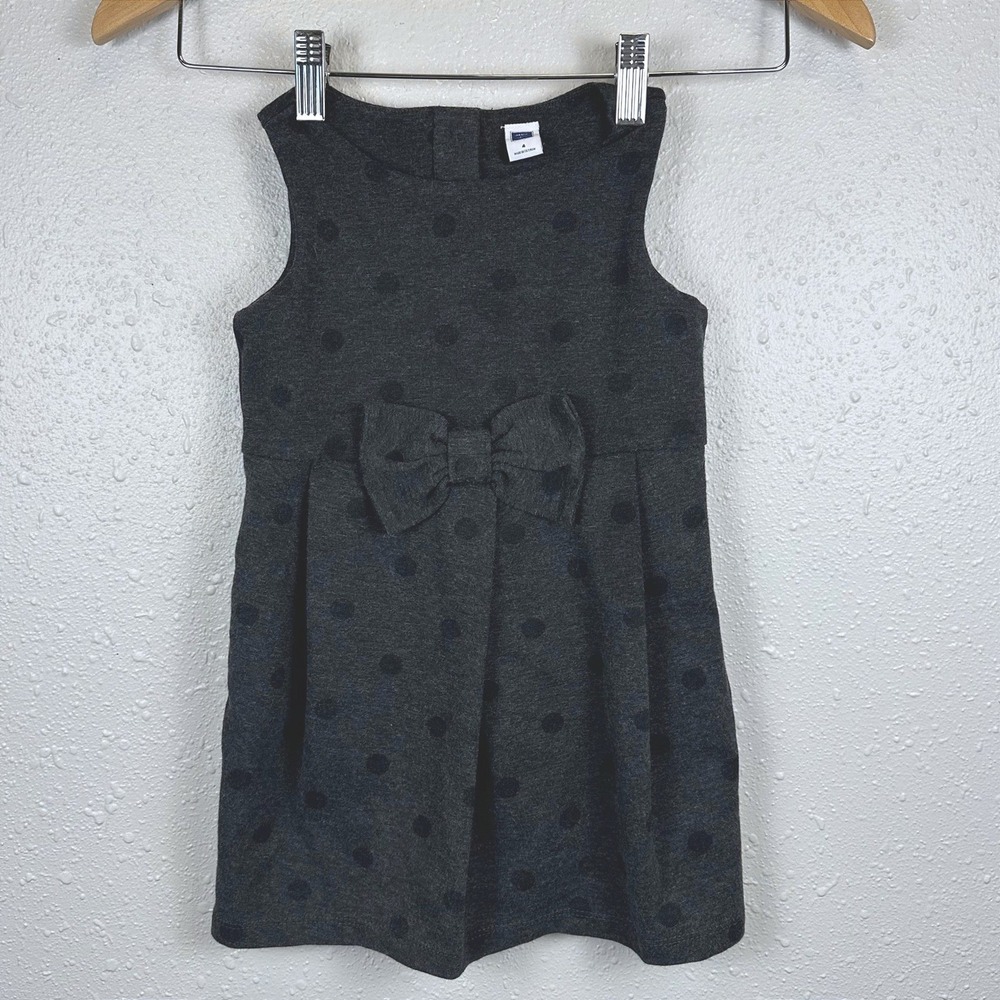 Janie and Jack Girls Toddler 4 Dress Polka Dot Bow Charcoal Holiday Christmas